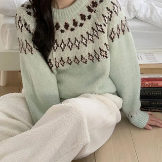 Thick Round Snowflake Nordic Knit  Winter Knit