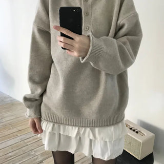 High-neck button knit (3 colors)