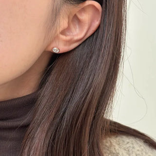 925 Sterling Silver Horizontal 3D Oval Cubic Silver Earrings