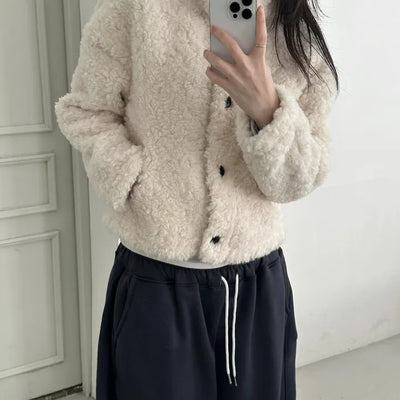 Turtleneck High-Neck Fur Jacket (2 colors)