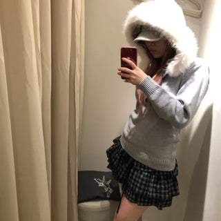 Fur hood knit