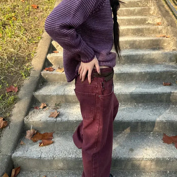 Mega Wine Wide Denim Pants