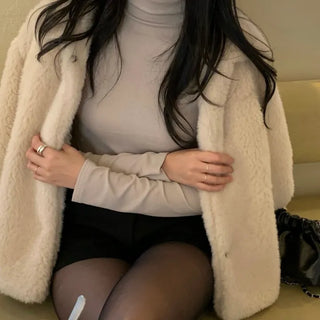 Leva Soft Mock Neck Half Turtleneck Long Sleeve Tee