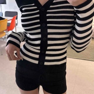 Ivy College Color Block Knit Mini Shorts