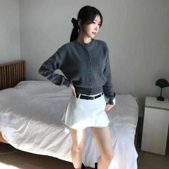 Soft Texture Button Boxy Knit Cardigan