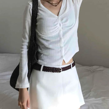 Modern Beige Perforated Loose Fit Long Sleeve Cardigan