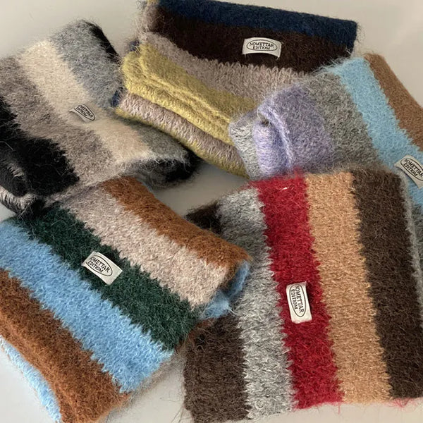 Tiery striped knit scarf