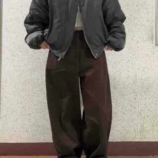 Tapered Washed Street Elastic Waist Long Pants
