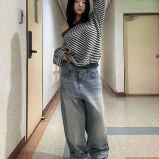 Simple Daily High-Waisted Roll-Up Jeans