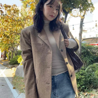 Standard Check Single Button Loose Fit Tailored Jacket