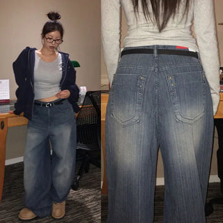 Hedier studded denim wide pants