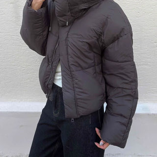 Voluminous Short Crop Oversized Hooded Padded Jacket