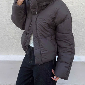 Voluminous Short Crop Oversized Hooded Padded Jacket