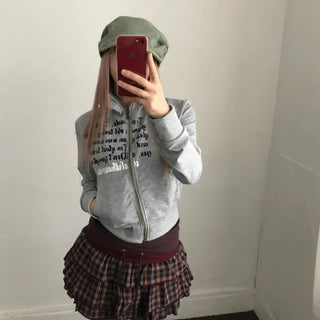 gothic lettering zip-up