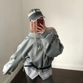 layered hood sweatshirt