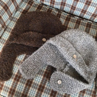 Mipo Winter Wool Button Earflap Chestnut Beanie