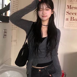 Hibento Winter Angora Wrap Cardigan