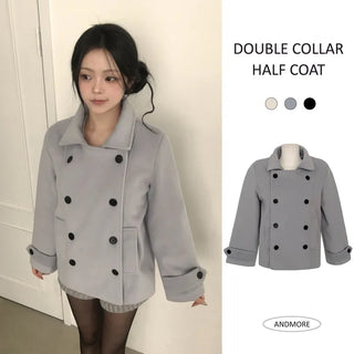 Lovely Mood, Double Button Collar Wellon Quilted Winter Half Short Coat