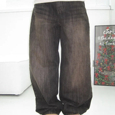 Raw Brownie Black Washed Wide Denim Pants