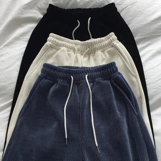 Velour Corduroy Elastic Waist Pants Daily Fleece Tracksuit Corduroy Loose Fit