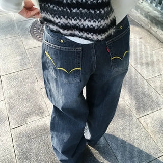 Pocket Stitch Wide Denim