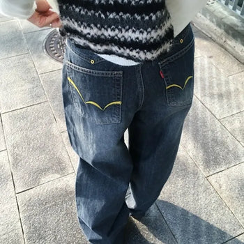 Pocket Stitch Wide Denim