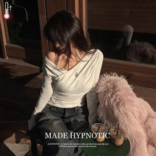 [MADE: In-house Production] V-neck Shirred Wrap T-shirt [Double Brushed]