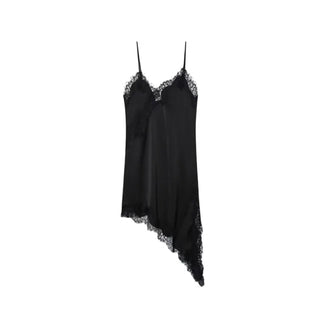 Lace Satin Asymmetrical Slip Mini Dress