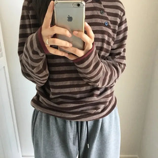 *Unisex* Shio Striped Button Hoodie
