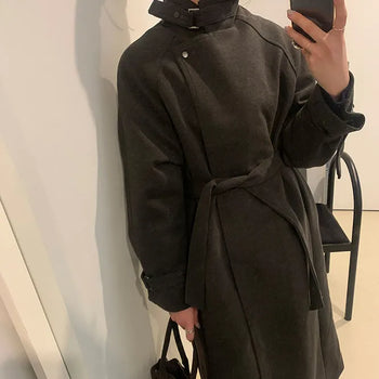 Falsies High-Neck Quilted Long Coat