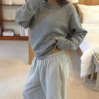 Round Neck Cozy Shoulder Drop Volume Knit