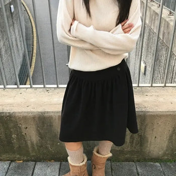 *Vintage/Pinter* Suede Button Midi Skirt