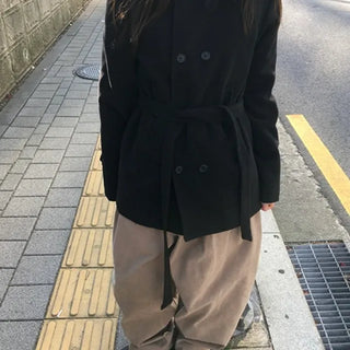 *Midwinter/Pinter Mood* High-Neck Double Midi Coat