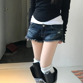 Jane Hip Girl Vintage Deck Raw Micro Pants (2 colors)