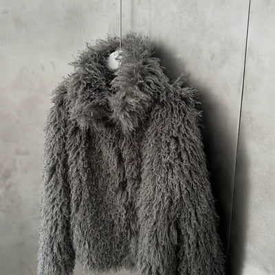 Cloud Long Hair High-Neck Short Fur Jacket