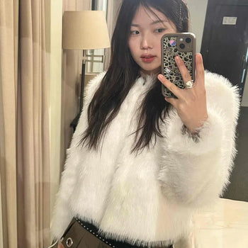 Luxury Long Faux Fur Short Jacket