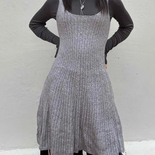 Cozy Rib Knit Flare Long Dress