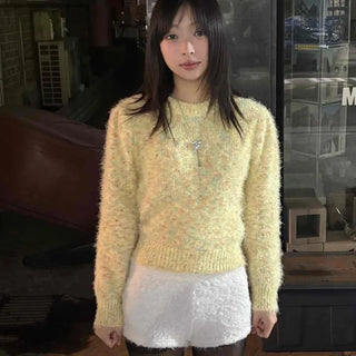 Glitter Sequin Cotton Fur Mini Shorts