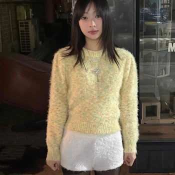 Glitter Sequin Cotton Fur Mini Shorts