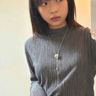 Slim Fit Ribbed Basic High-Neck Long-Sleeve T-Shirt