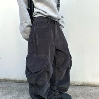 Corduroy Side Heart Pocket Wide Pants