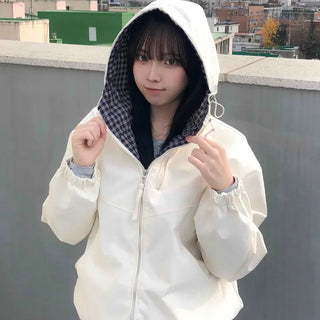 Check Lined Field Hooded Jumper