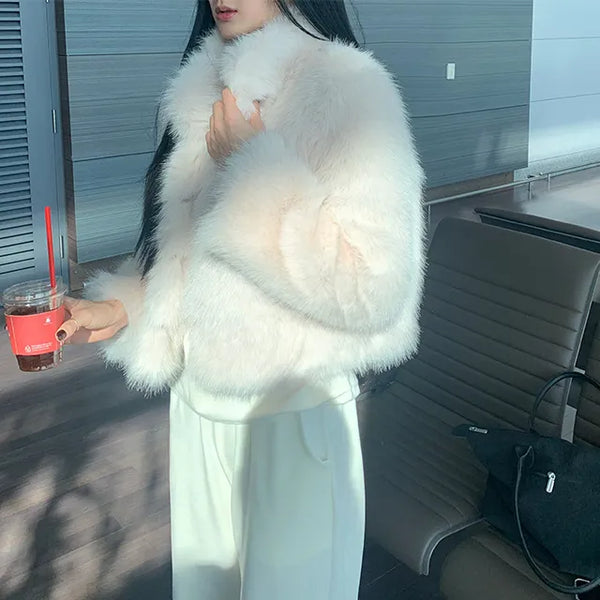 High-Neck Mink Fur Jacket