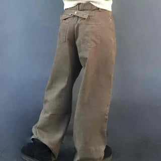 Back Biz Detail Cotton Wide Long Pants