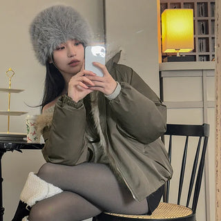 Yak Raccoon Fur Bomber Field Jacket