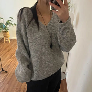 Mauve Wool V-neck Knit 5 Colors