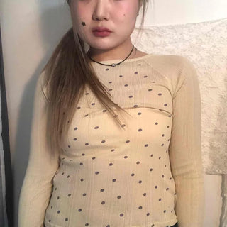 Soft See-through Slim Fit Round Long Sleeve T-shirt