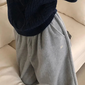 Snowman Pendant Fleece Elastic Pants
