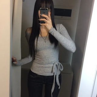 Legend Fit* MOND Wool V-Neck Choker Long Sleeve Tee