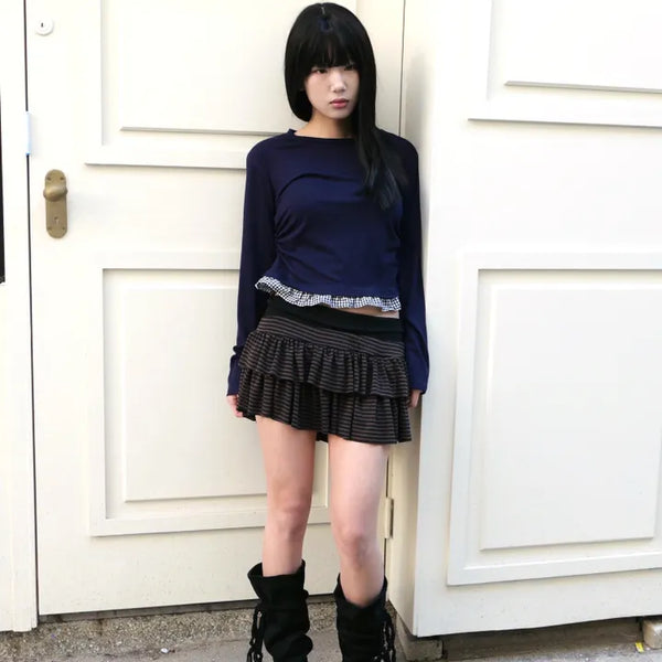 stripe mini skirt